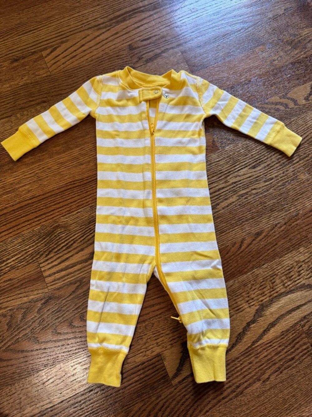 Hanna Andersson Yellow Stripe Zip Sleeper | 6-12M
